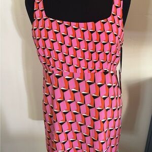 Diane Von Furstenberg Pink and Orange Geometric Mini Dress NWT